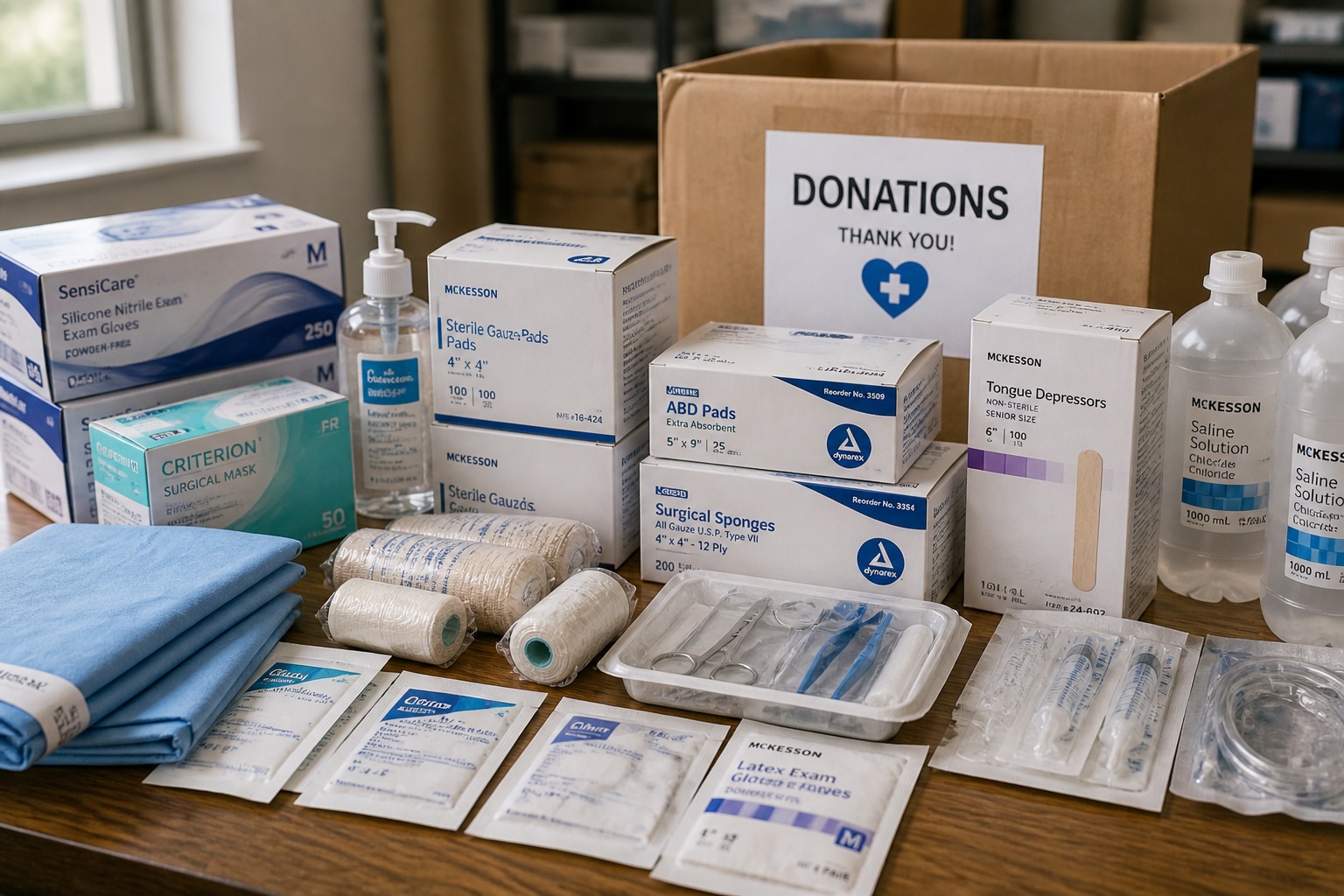 Volunteers distributing humanitarian aid